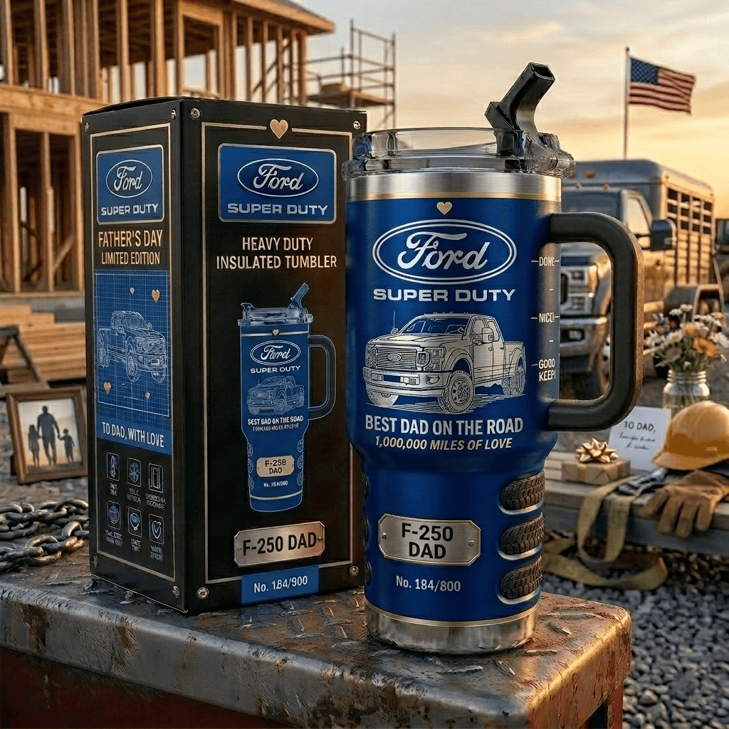 F-250 Dad FD Tumbler with Handle and Straw