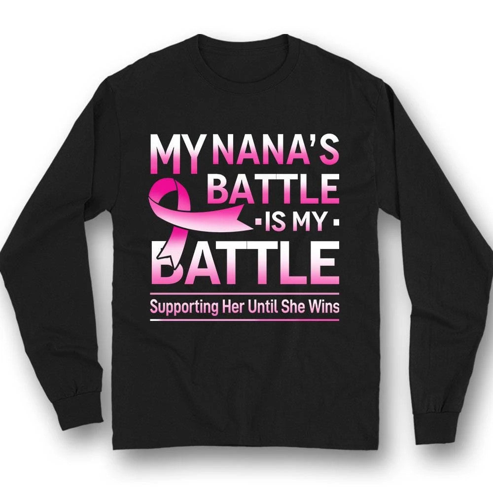 My Nana's Battle Is My Battle, Pink Ribbon, Breast Cancer Survivor Awareness THAOVTT776 Shirt