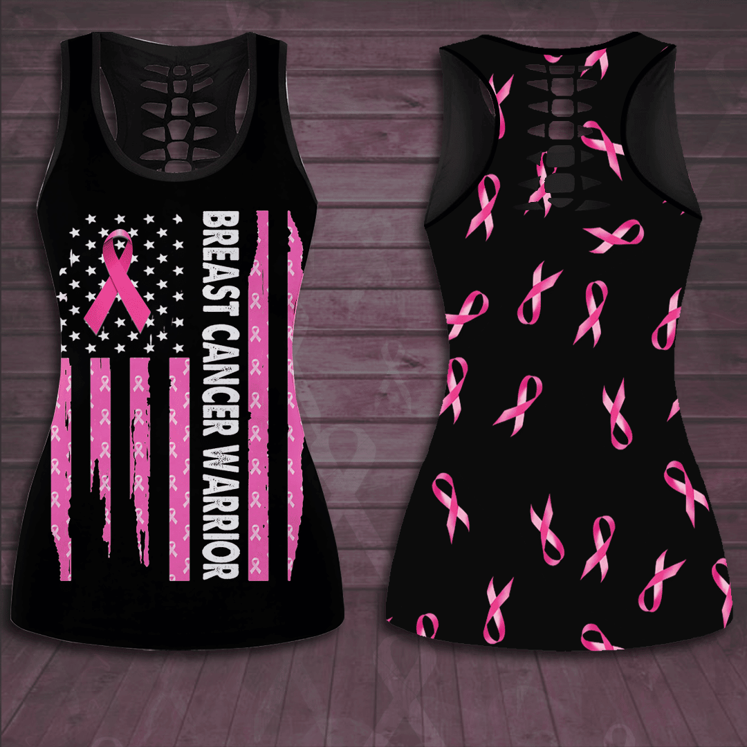 Breast Cancer Warrior Hollow Tank Top & Leggings Set TH1315