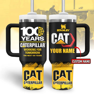 Custom Name CAT 100 Years Handle Tumbler