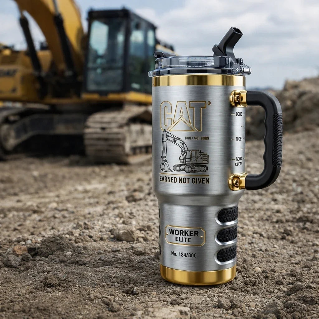 CAT Tumbler with Handle and Straw