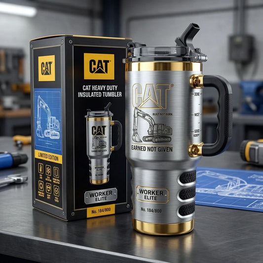 CAT Tumbler with Handle and Straw
