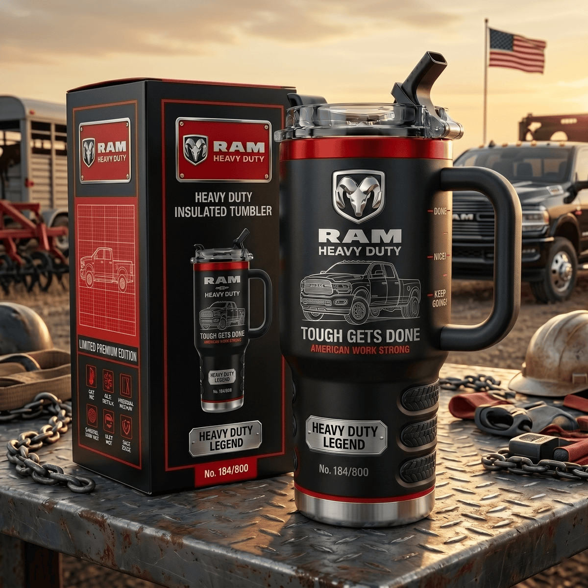 RAM Tumbler with Handle and Straw R1