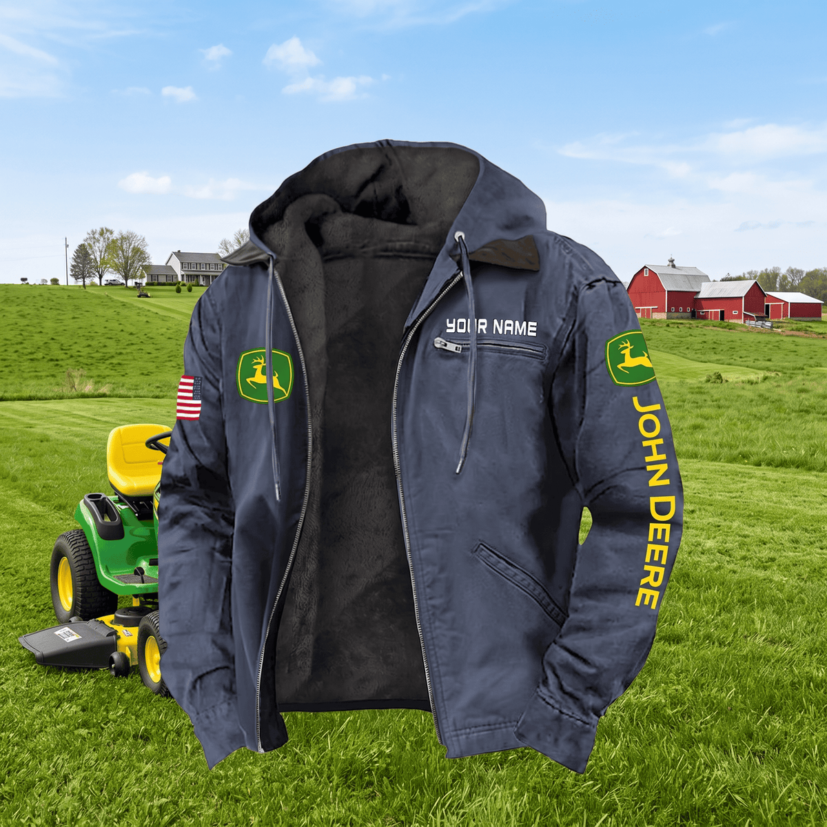 Personalized JD Left Chest Zipper Pocket Jacket