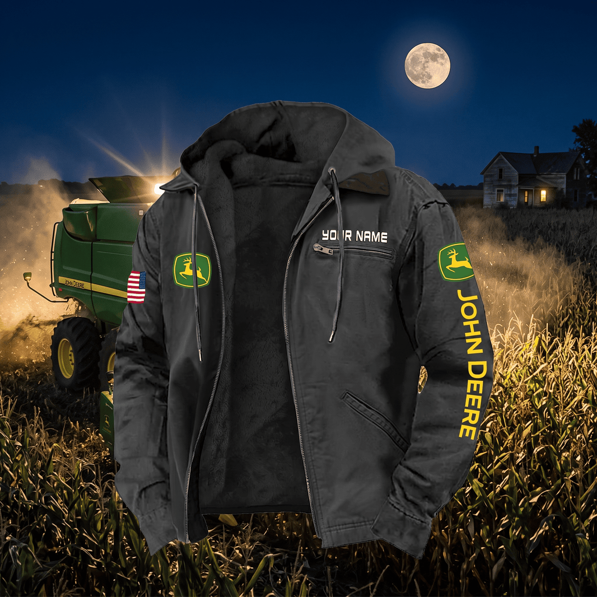 Personalized JD Left Chest Zipper Pocket Jacket