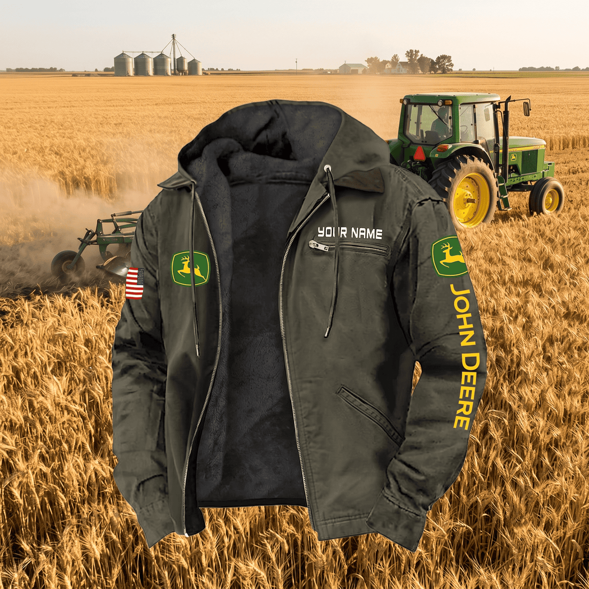 Personalized JD Left Chest Zipper Pocket Jacket