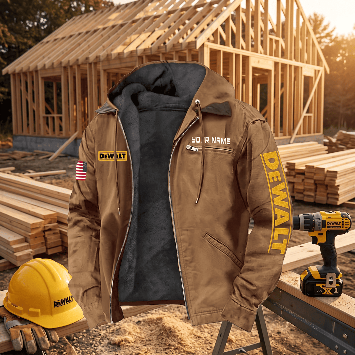 Personalized DW Left Chest Zipper Pocket Jacket