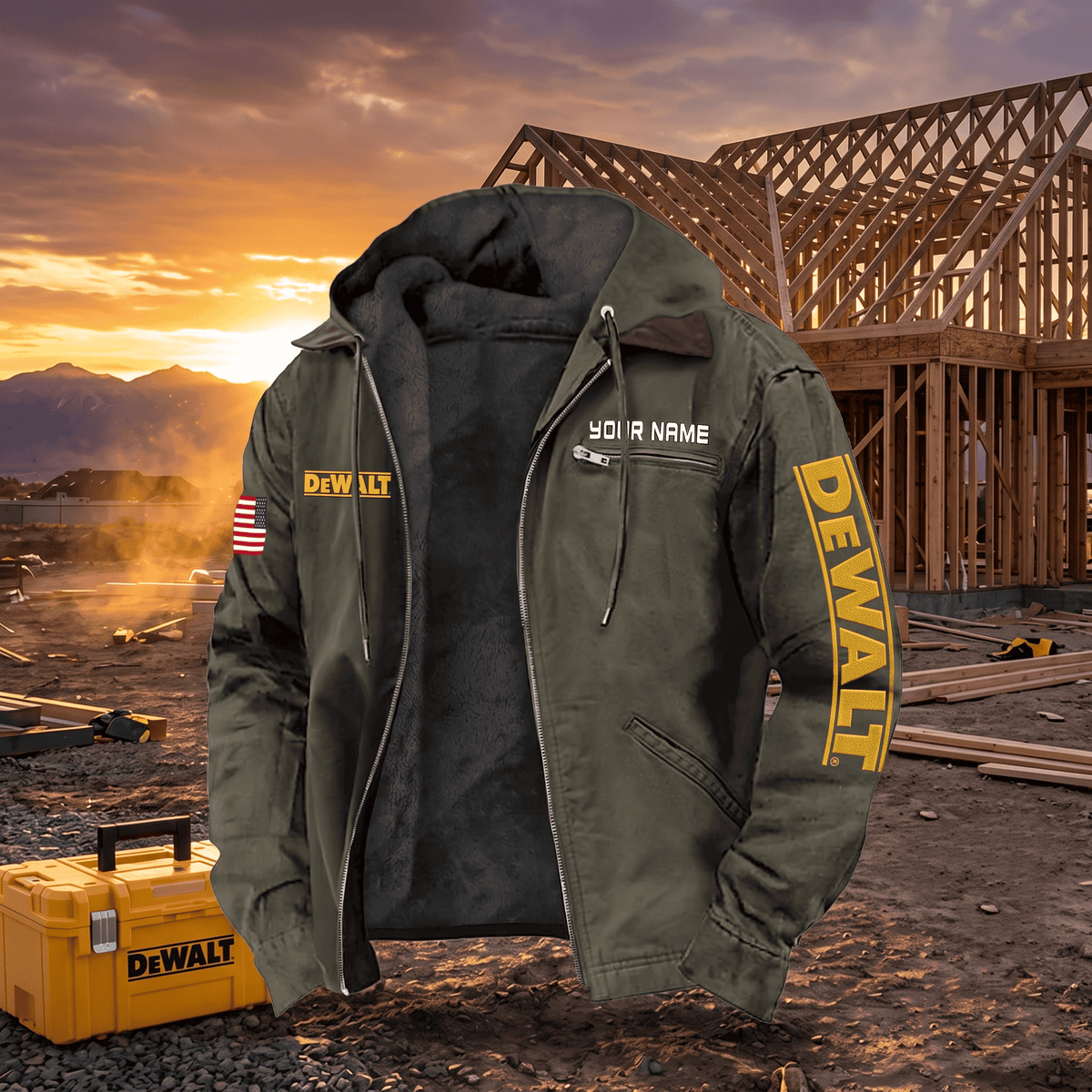 Personalized DW Left Chest Zipper Pocket Jacket