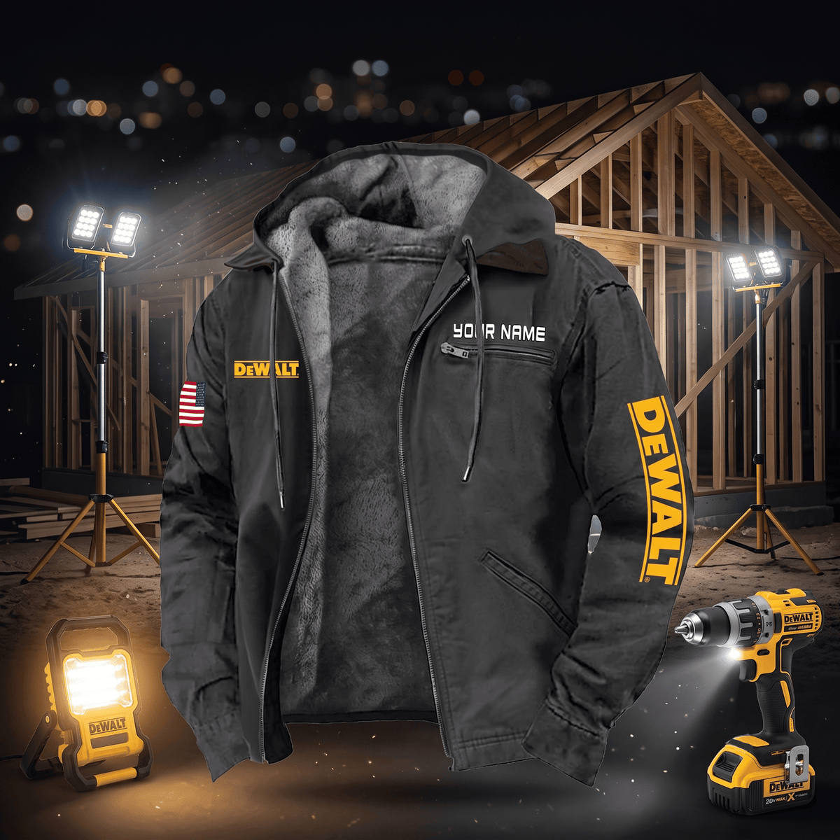 Personalized DW Left Chest Zipper Pocket Jacket