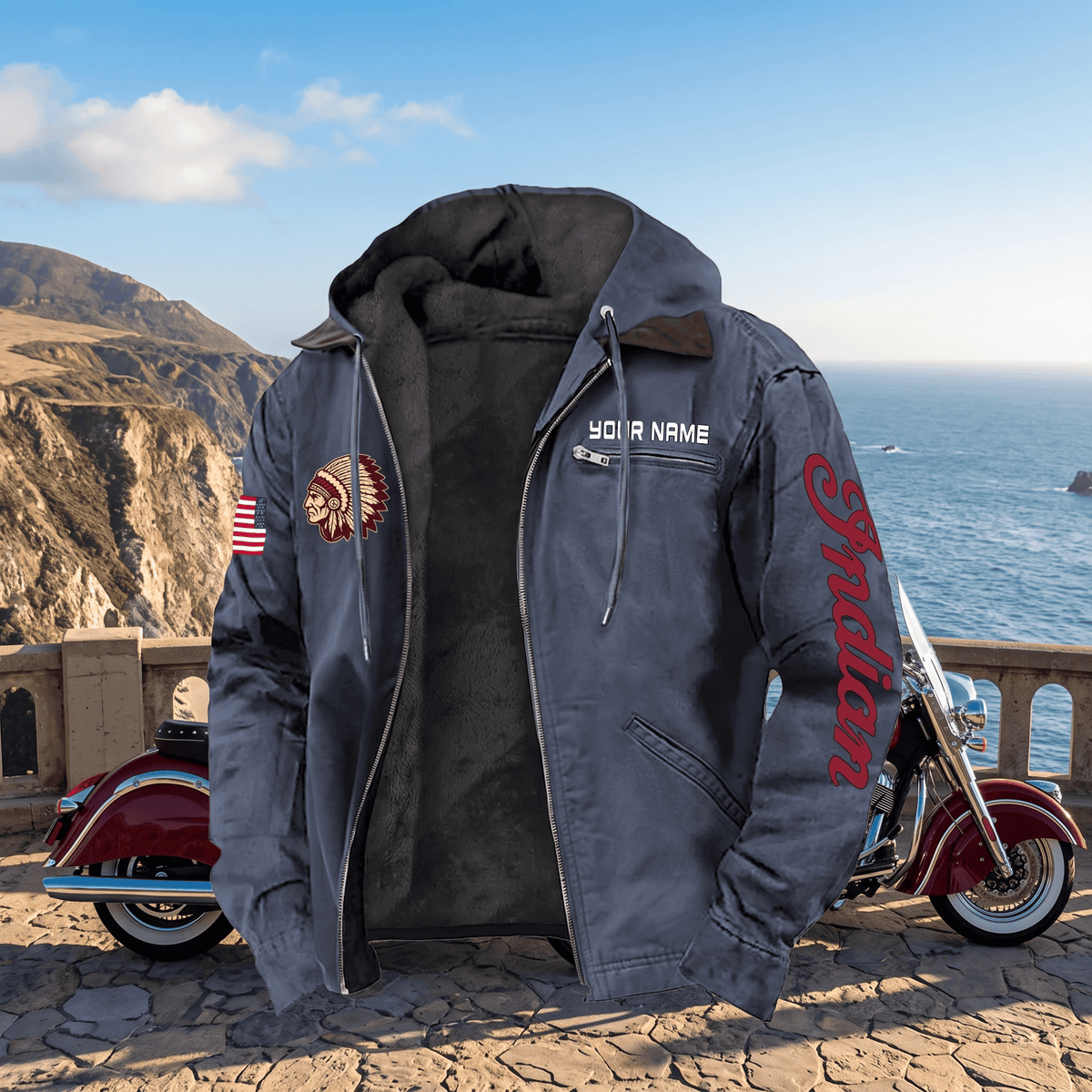 Personalized IM Left Chest Zipper Pocket Jacket