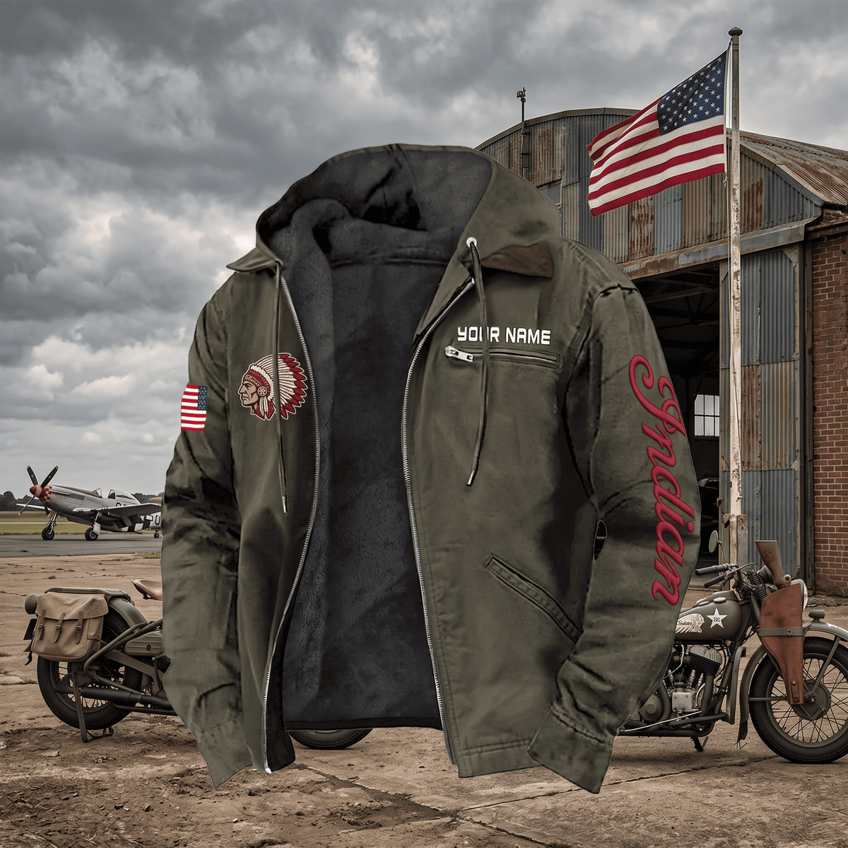 Personalized IM Left Chest Zipper Pocket Jacket