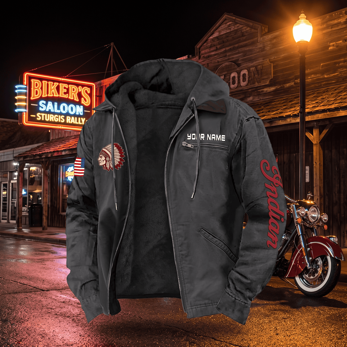 Personalized IM Left Chest Zipper Pocket Jacket