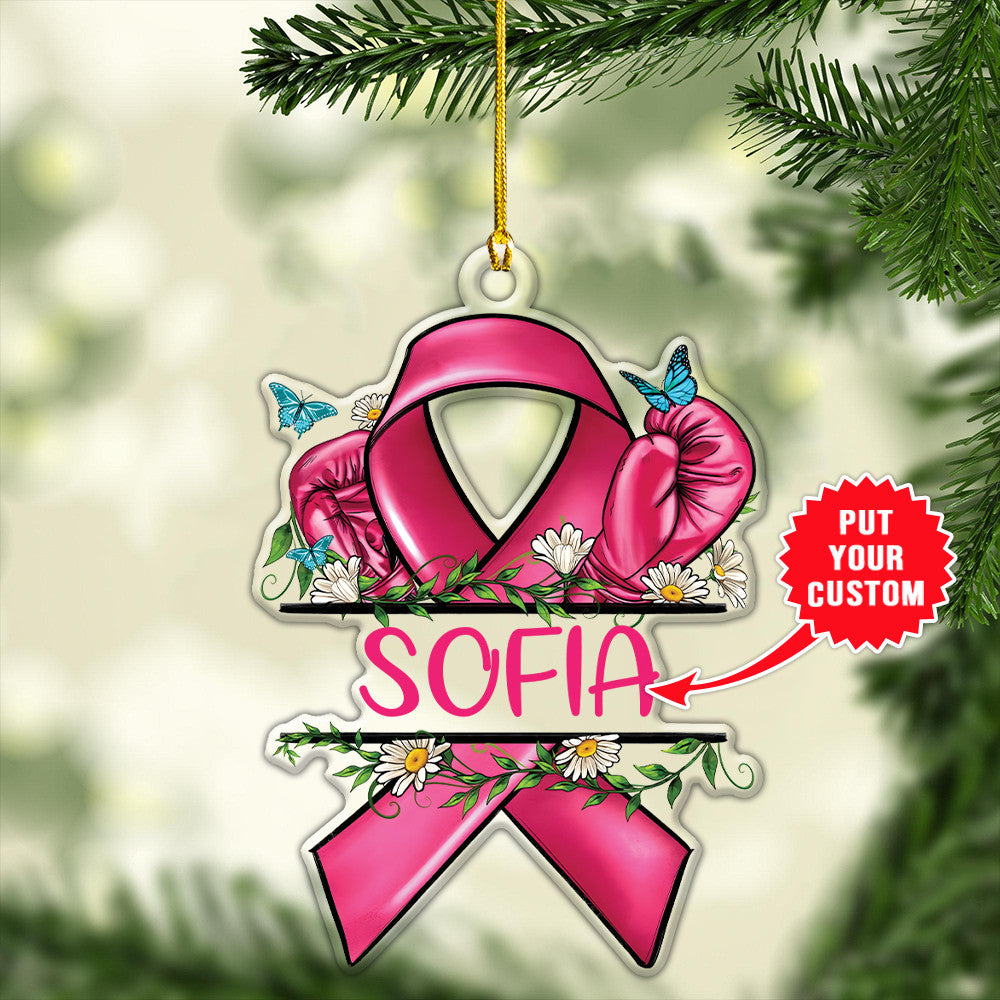 Personalized Breast Cancer Awareness Custom Shape Clear 1-Side Printed Acrylic Ornament