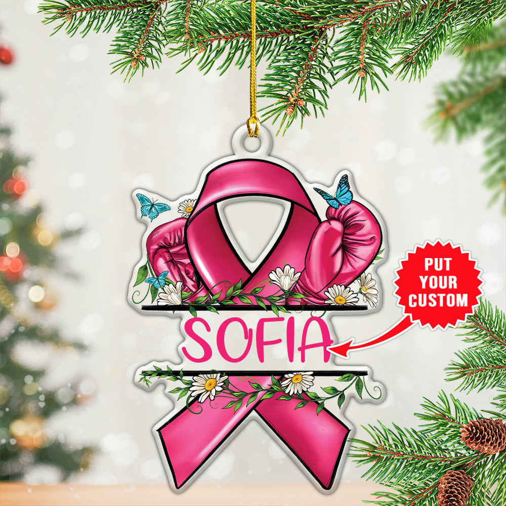 Personalized Breast Cancer Awareness Custom Shape Clear 1-Side Printed Acrylic Ornament