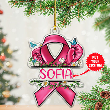 Personalized Breast Cancer Awareness Custom Shape Clear 1-Side Printed Acrylic Ornament