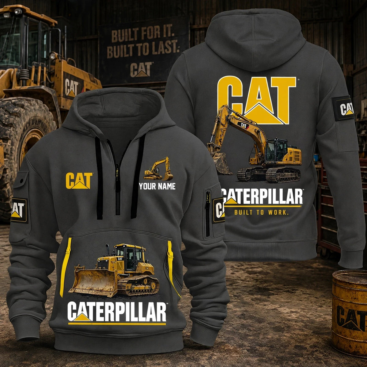 CAT New Personalized Quarter Zip Hoodie For fan