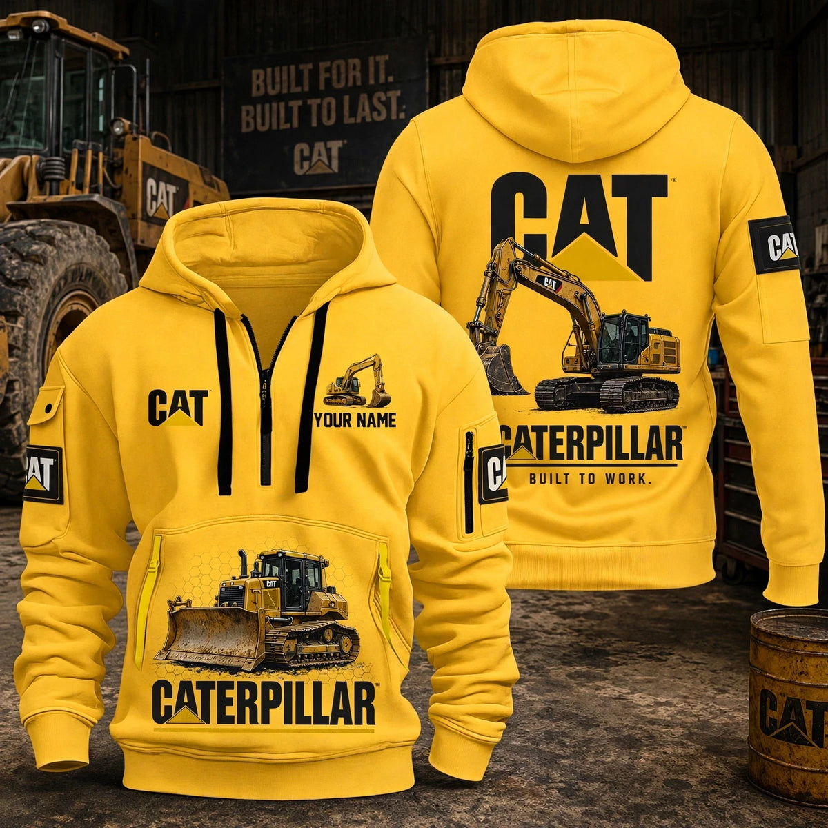 CAT New Personalized Quarter Zip Hoodie For fan
