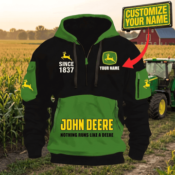Custom Name JD 3D Quarter Zip Hoodie