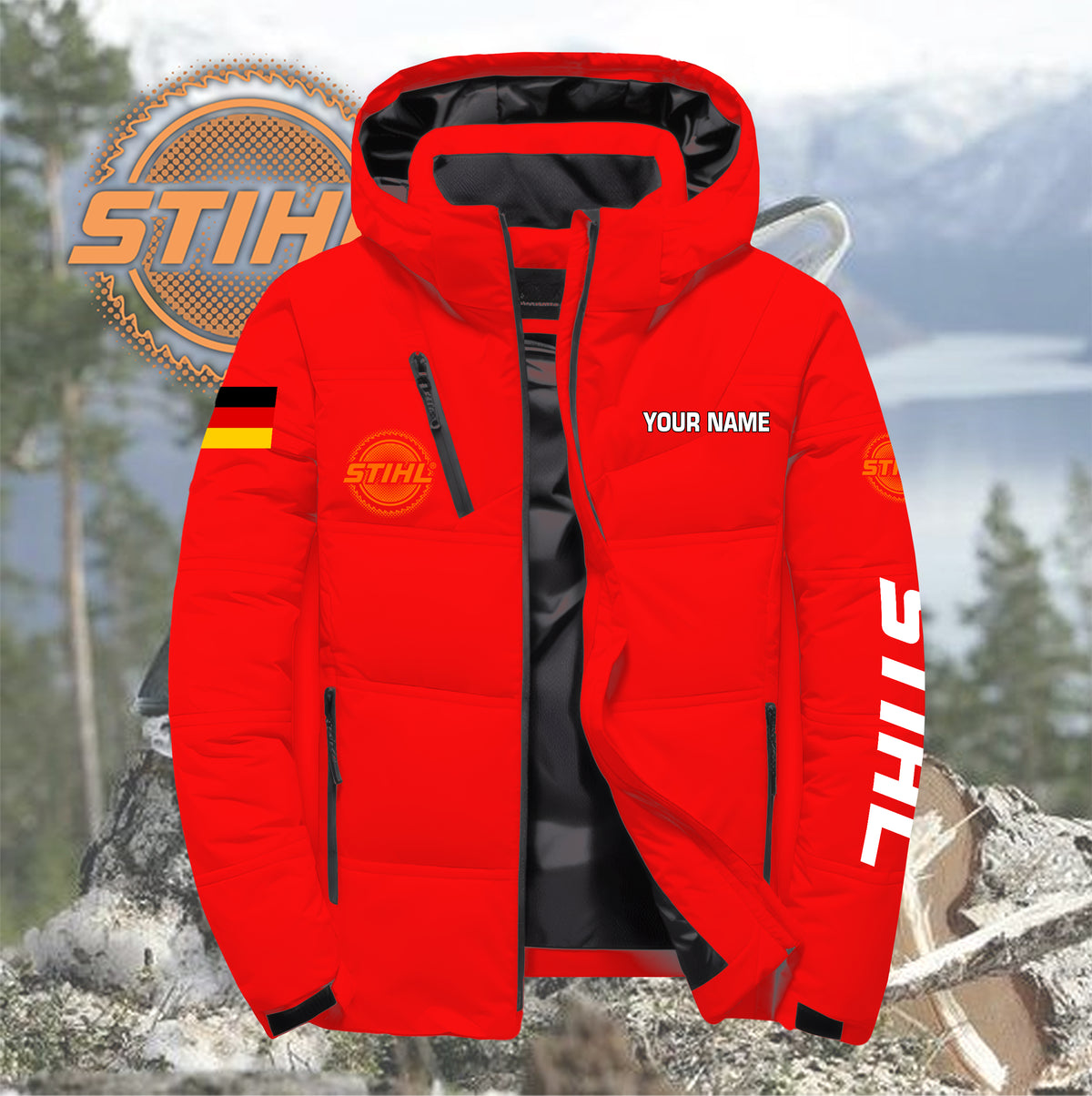 Personalized STL Down Jacket with Zipper QUY5570