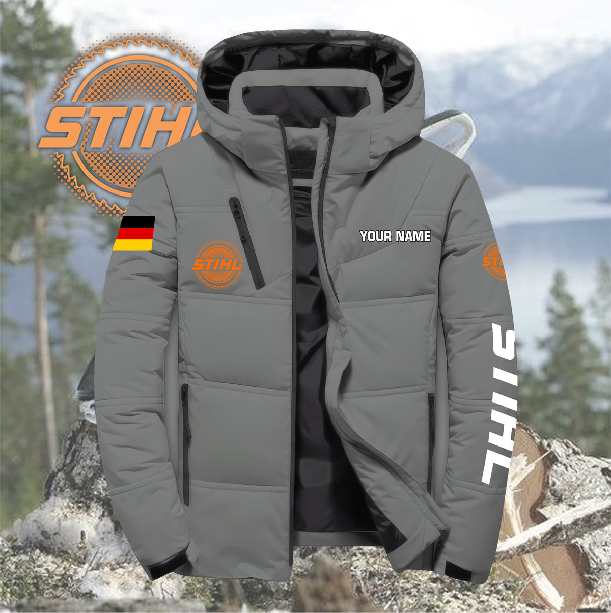 Personalized STL Down Jacket with Zipper QUY5570