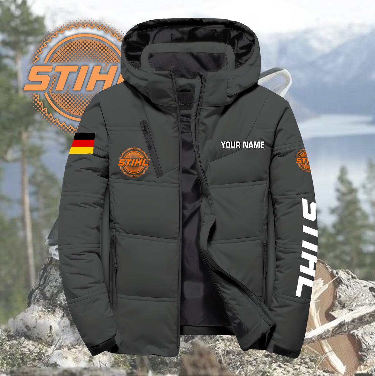 Personalized STL Down Jacket with Zipper QUY5570