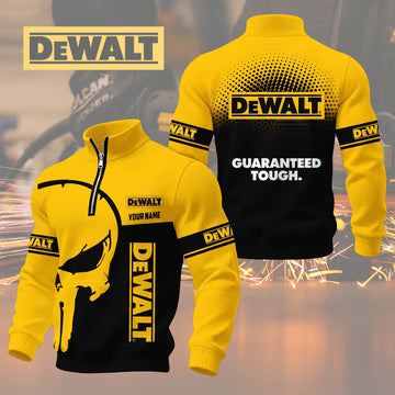 Personalized DW Waffle Stand Collar Zip Hoodie Pockets