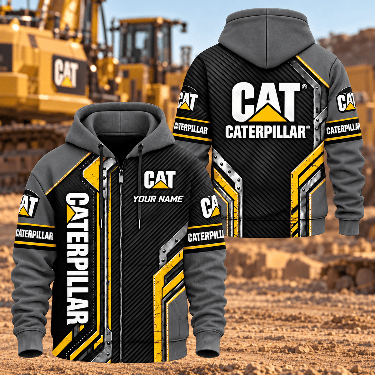 Custom Name CAT 3D Hoodie - Zip Hoodie