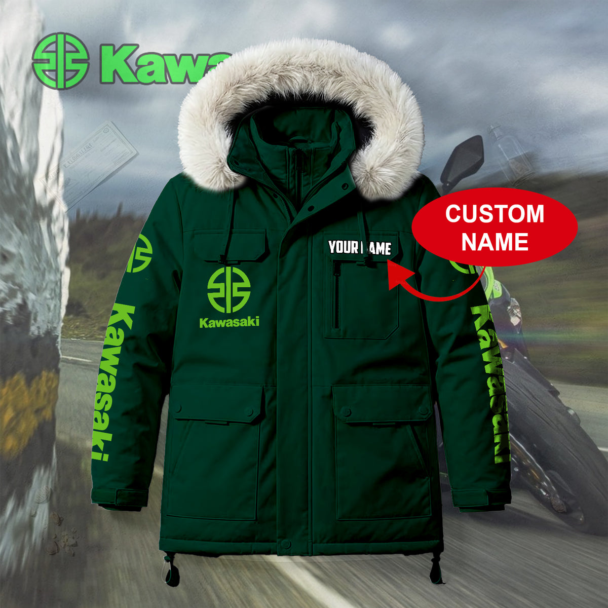 Personalized KAWA Padded Winter Jacket QUY5608