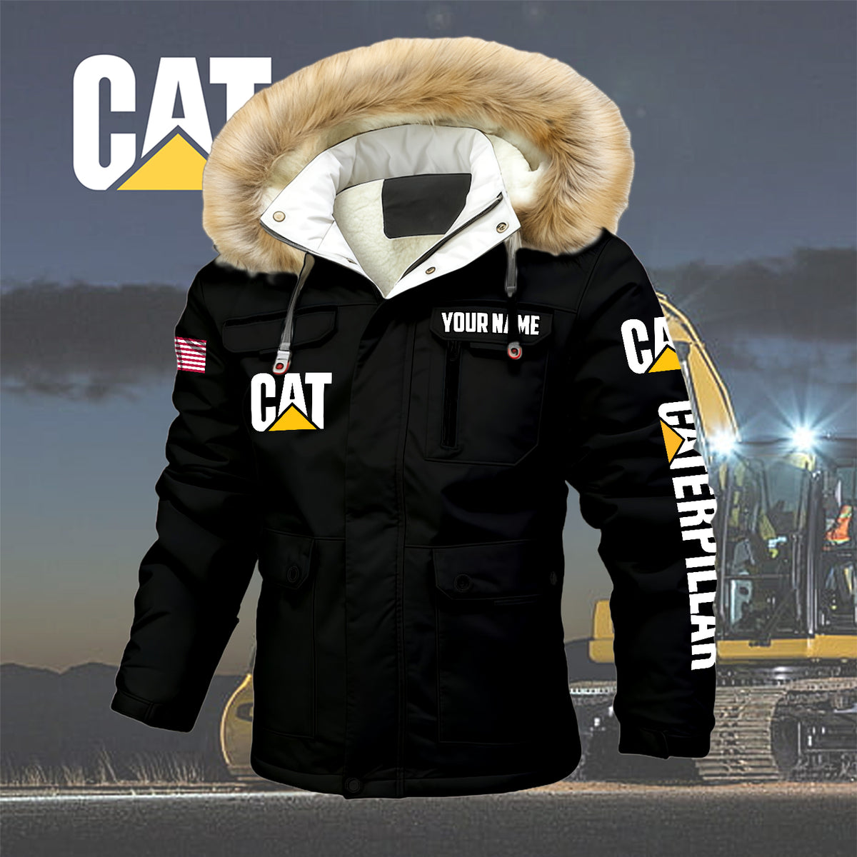 Personalized CAT Padded Winter Jacket QUY5608