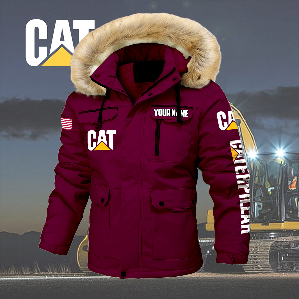Personalized CAT Padded Winter Jacket QUY5608