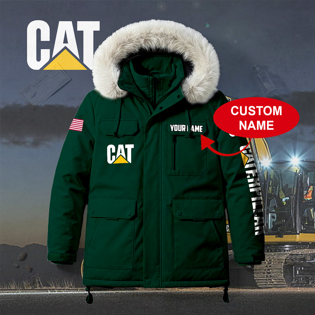 Personalized CAT Padded Winter Jacket QUY5608