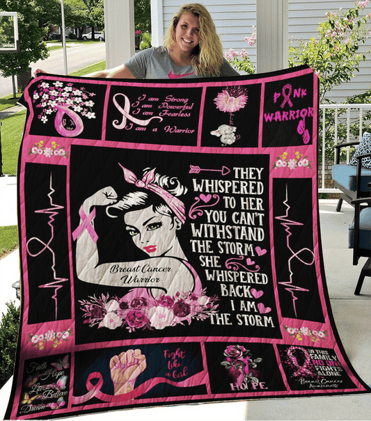 Breast Cancer Survivor Strong Women Gift For Breast Cancer Patient Quilt Blanket THAOVTT1014