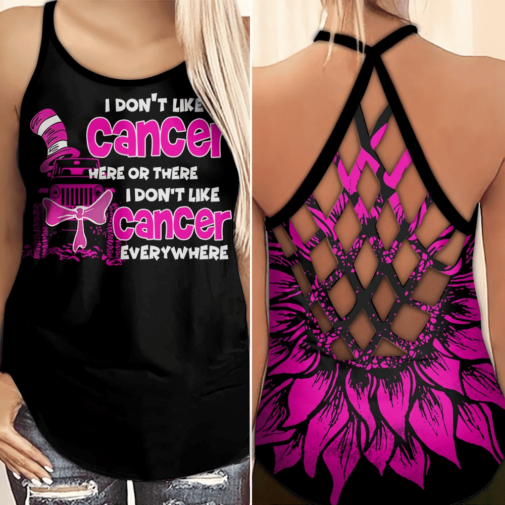 Breast Cancer Awareness Criss Cross Tank Top Summer: I don't like Breast Cancer YVT0658