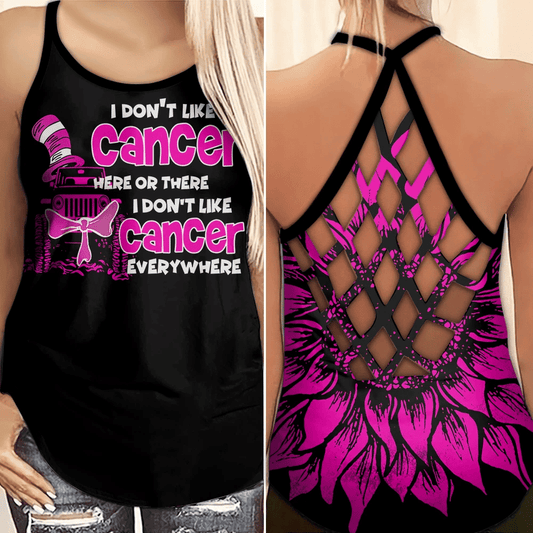 Breast Cancer Awareness Criss Cross Tank Top Summer: I don't like Breast Cancer YVT0658