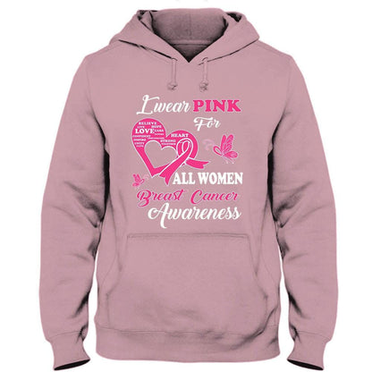 I Wear Pink For Women, Breast Cancer Warrior Awareness Shirt, Ribbon Butterfly QUY2138