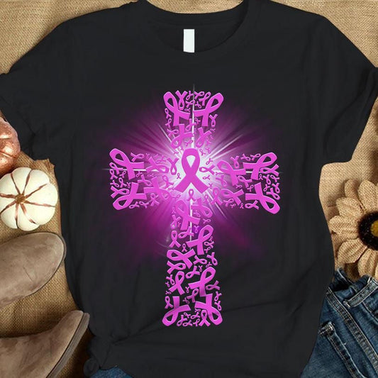 Pink Ribbon Cross, Breast Cancer Warrior Awareness Shirt THAOVTT1006