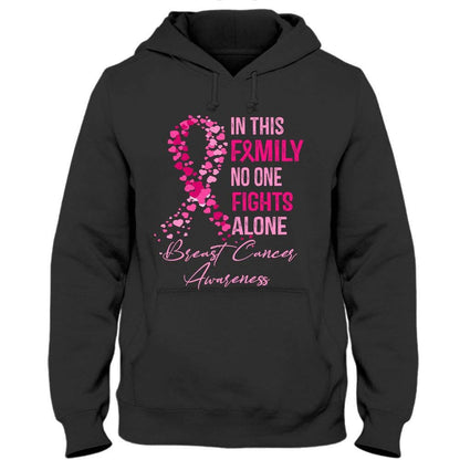 In This Family No One Fights Alone, Breast Cancer Shirts For Family Ribbon THAOVTT802
