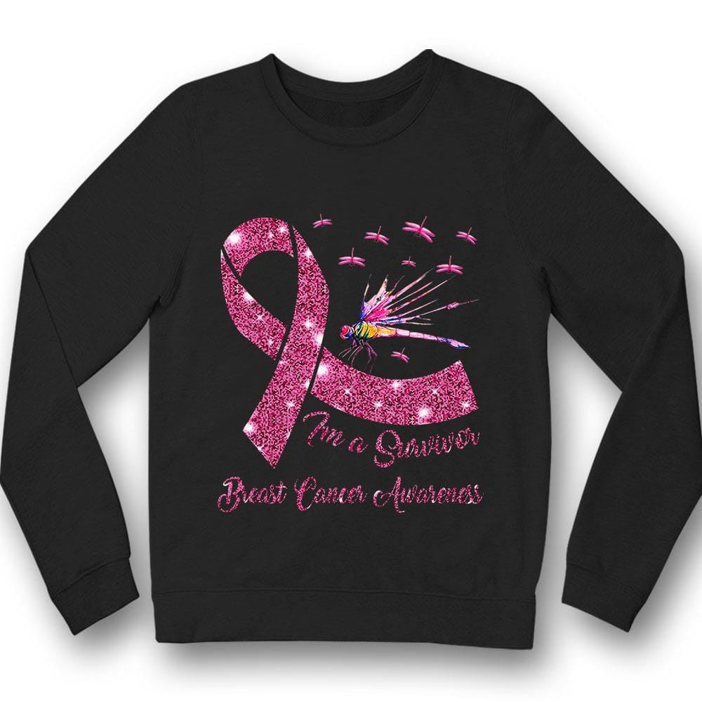 I'm A Survivor, Breast Cancer Warrior Awareness Shirt, Pink Ribbon Dragonfly THAOVTT401