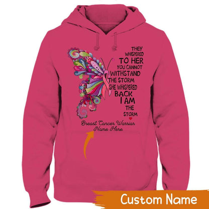 Personalized Breast Cancer Warrior, I Am The Storm, Pink Butterfly, Custom Breast Cancer Awareness Shirt YVT0823