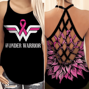 Breast Cancer Awareness Criss Cross Tank Top Summer: Wonder Warrior THAOVTT819