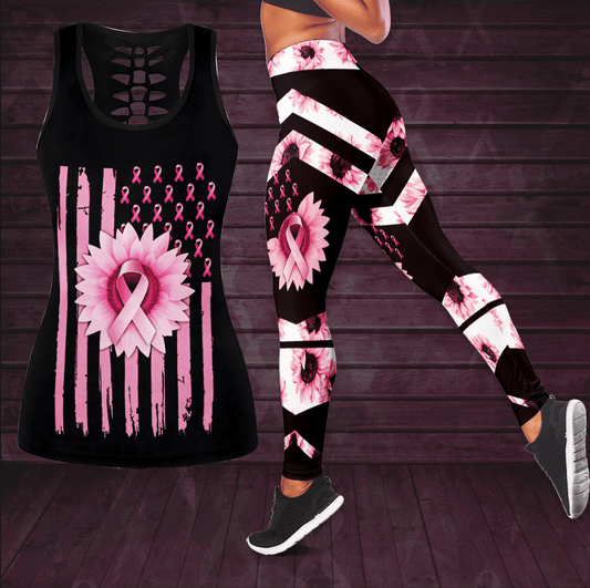 Breast Cancer Awareness Hollow Tank Top & Leggings Set TH1091