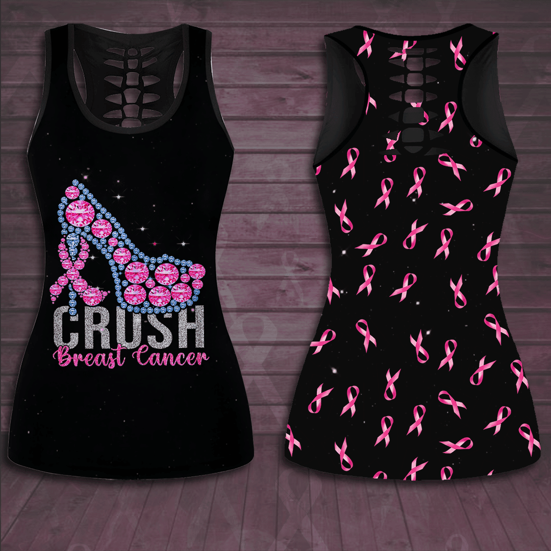 Crush Breast Cancer Hollow Tank Top & Leggings Set TH1316