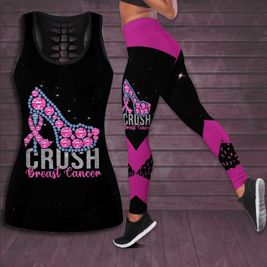 Crush Breast Cancer Hollow Tank Top & Leggings Set TH1316