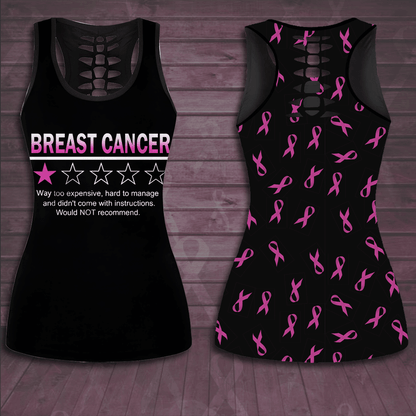 Breast Cancer Awareness Hollow Tank Top & Leggings Set TH3411