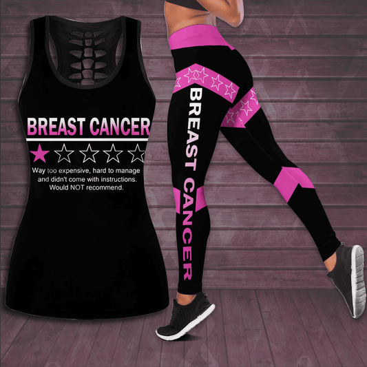 Breast Cancer Awareness Hollow Tank Top & Leggings Set TH3411