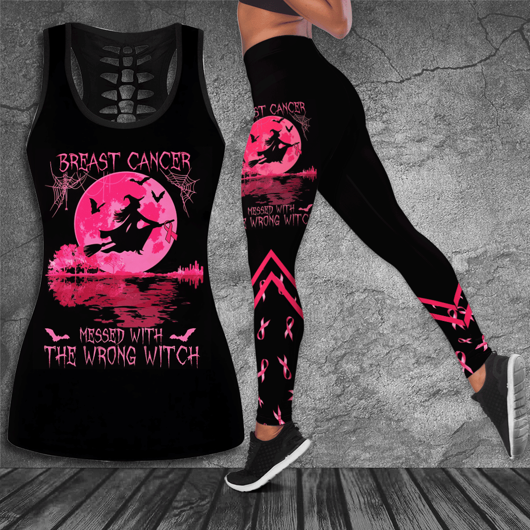 Breast Cancer Awareness 'Halloween' Hollow Tank Top & Leggings Set QUY4918