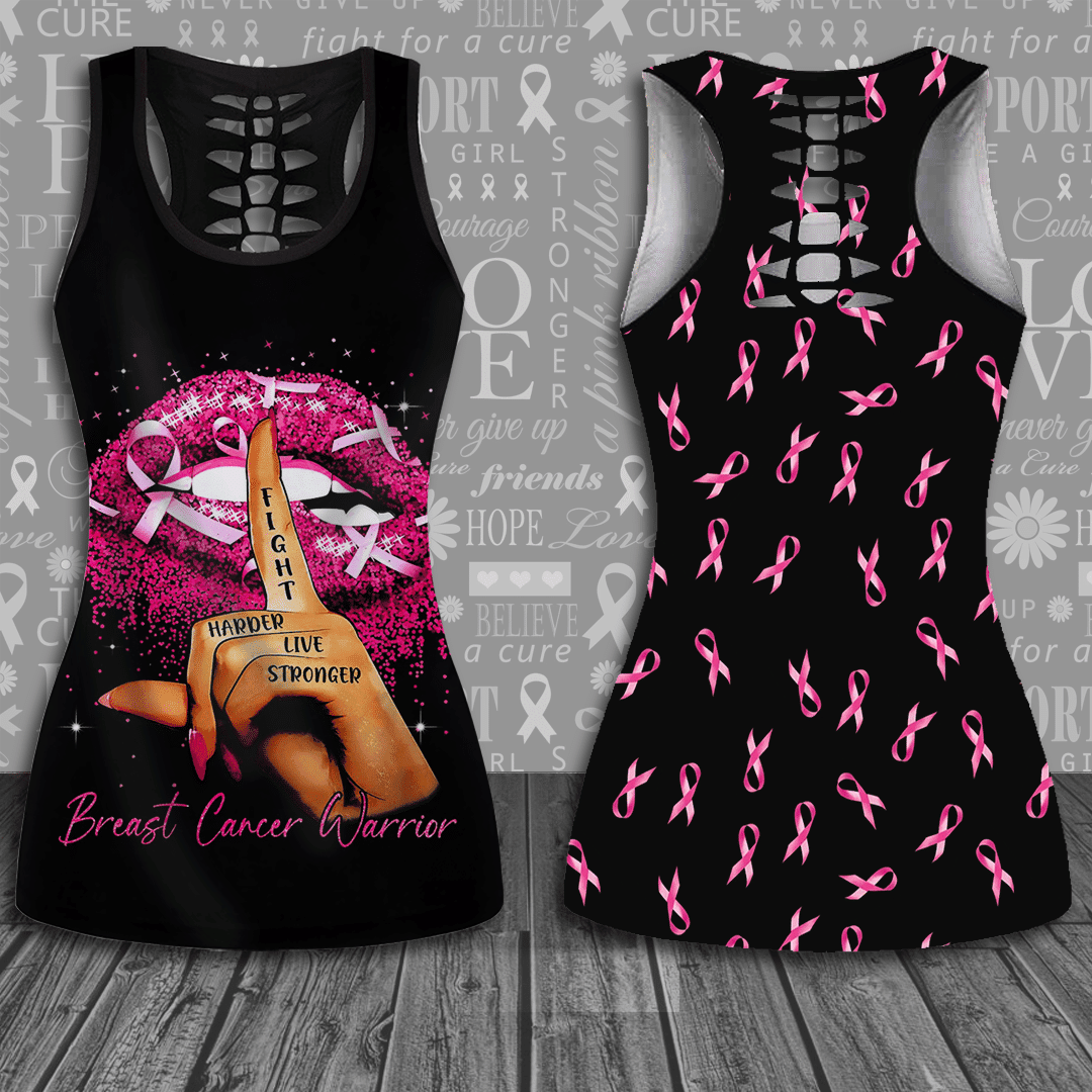 Breast Cancer Awareness Lips Hollow Tank Top & Leggings Set TH1066