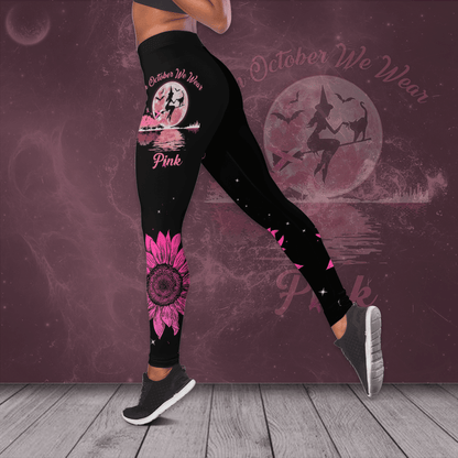 Breast Cancer Awareness 'In October We Wear Pink' Hollow Tank Top & Leggings Set