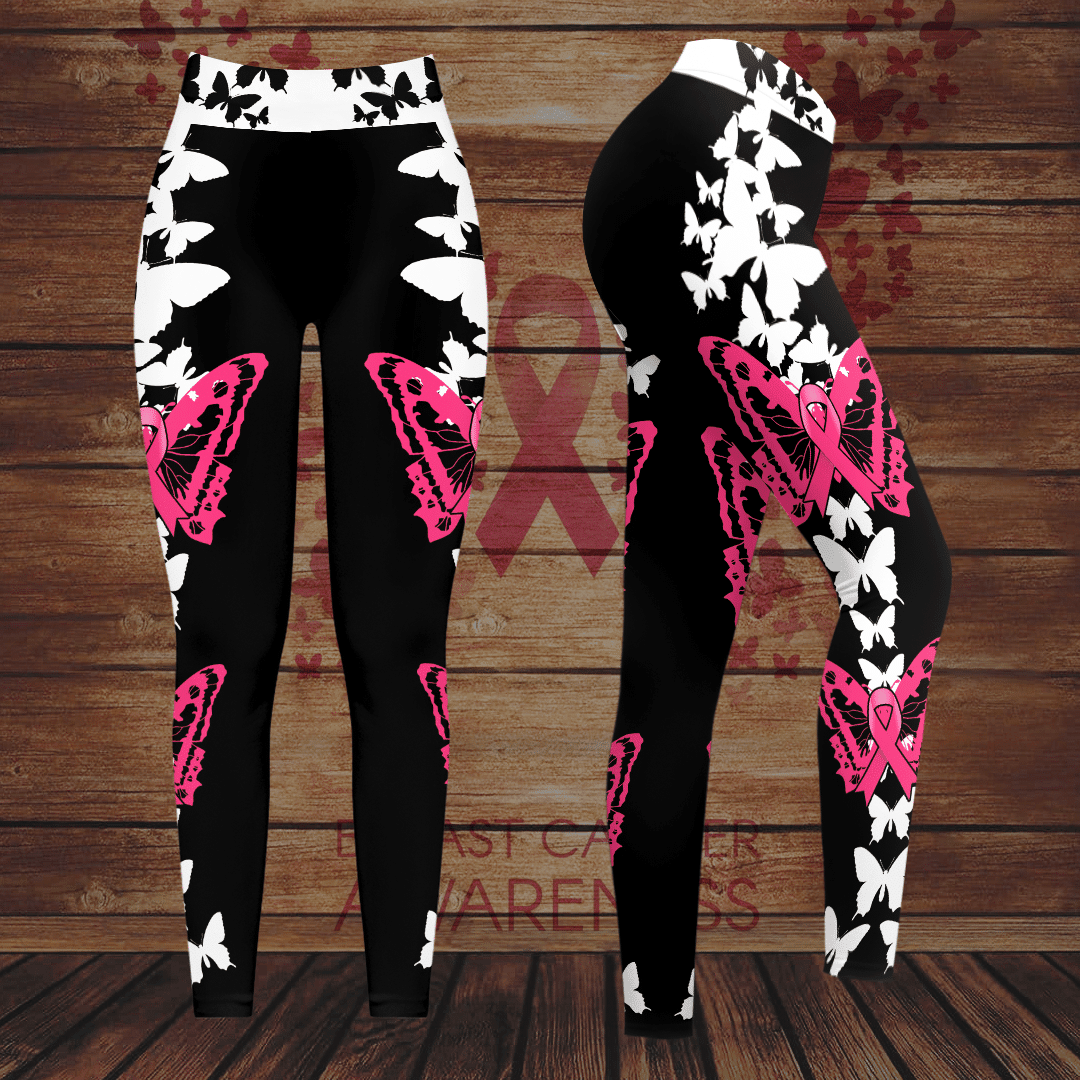 Breast Cancer Awareness 'BUTTERFLY' Hollow Tank Top & Leggings Set