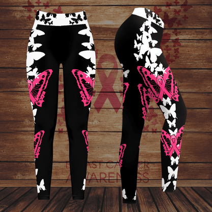Breast Cancer Awareness 'BUTTERFLY' Hollow Tank Top & Leggings Set